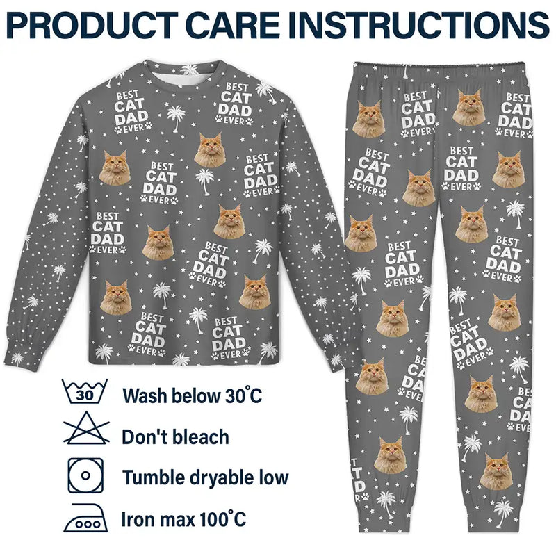 Pet Lovers, Pet Mom, Pet Dad - Custom Photo Best Dog Cat Dad Mom Ever - Personalized Unisex Pajamas Set