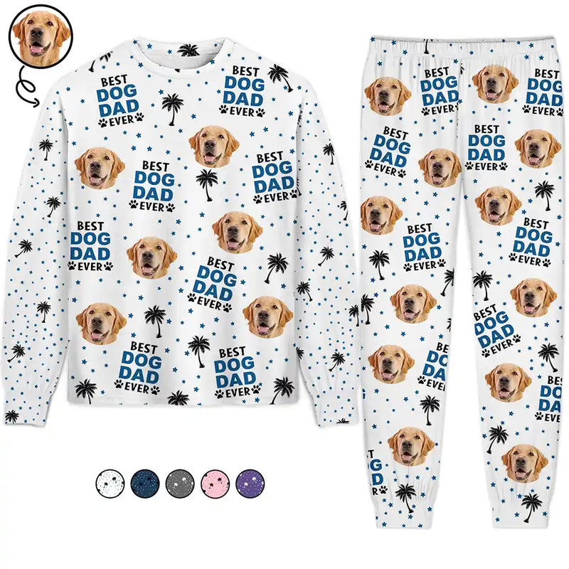 Pet Lovers, Pet Mom, Pet Dad - Custom Photo Best Dog Cat Dad Mom Ever - Personalized Unisex Pajamas Set