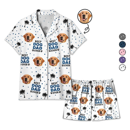 Photo personnalisée du meilleur papa chien chat maman de tous les temps - Ensemble de pyjama court personnalisé 