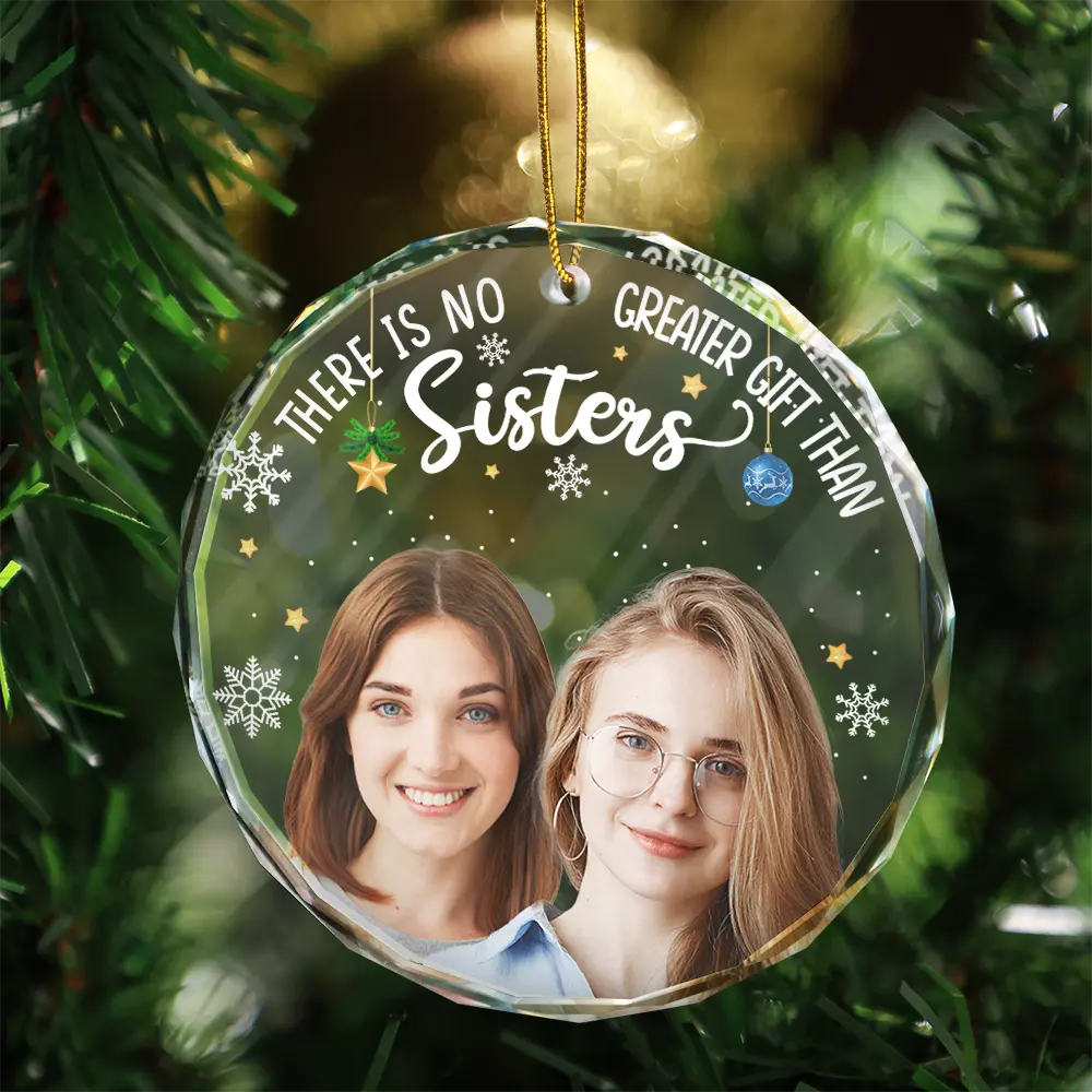 Gift For Bestie, Gifts For Colleagues - Custom Photo Besties Forever Christmas - Personalized Circle Glass Ornament