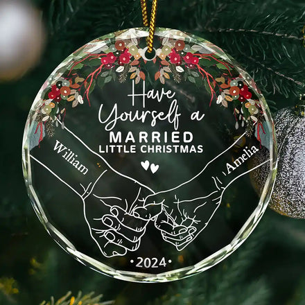 Passez un Noël de marié ! Décoration en verre personnalisée 