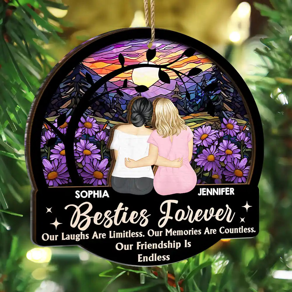 Old Besties Limitless Laugh Countless Memories Endless Friendship - Personalized 2-Layered Mix Ornament