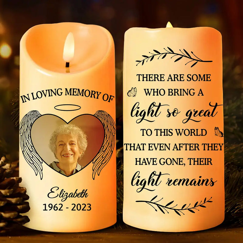 Memorial, Parents, Gift For Grandparents, Gift For Sibling - Custom Photo In Loving Memory - Personalized Flameless LED Candle