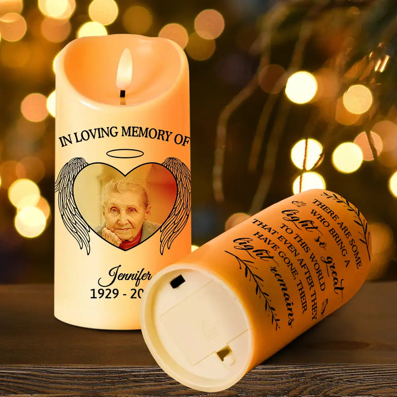 Memorial, Parents, Gift For Grandparents, Gift For Sibling - Custom Photo In Loving Memory - Personalized Flameless LED Candle