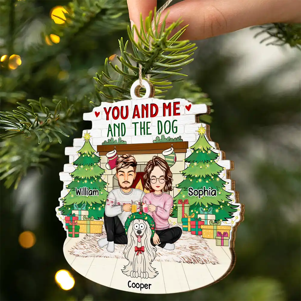 Gift For Couples,Pet Lovers,Dog Lovers,Cat Lovers - You And Me And The Fur Babies - Personalized Custom Shaped Wooden Ornament