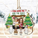 Gift For Couples,Pet Lovers,Dog Lovers,Cat Lovers - You And Me And The Fur Babies - Personalized Custom Shaped Wooden Ornament