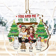 Gift For Couples,Pet Lovers,Dog Lovers,Cat Lovers - You And Me And The Fur Babies - Personalized Custom Shaped Wooden Ornament