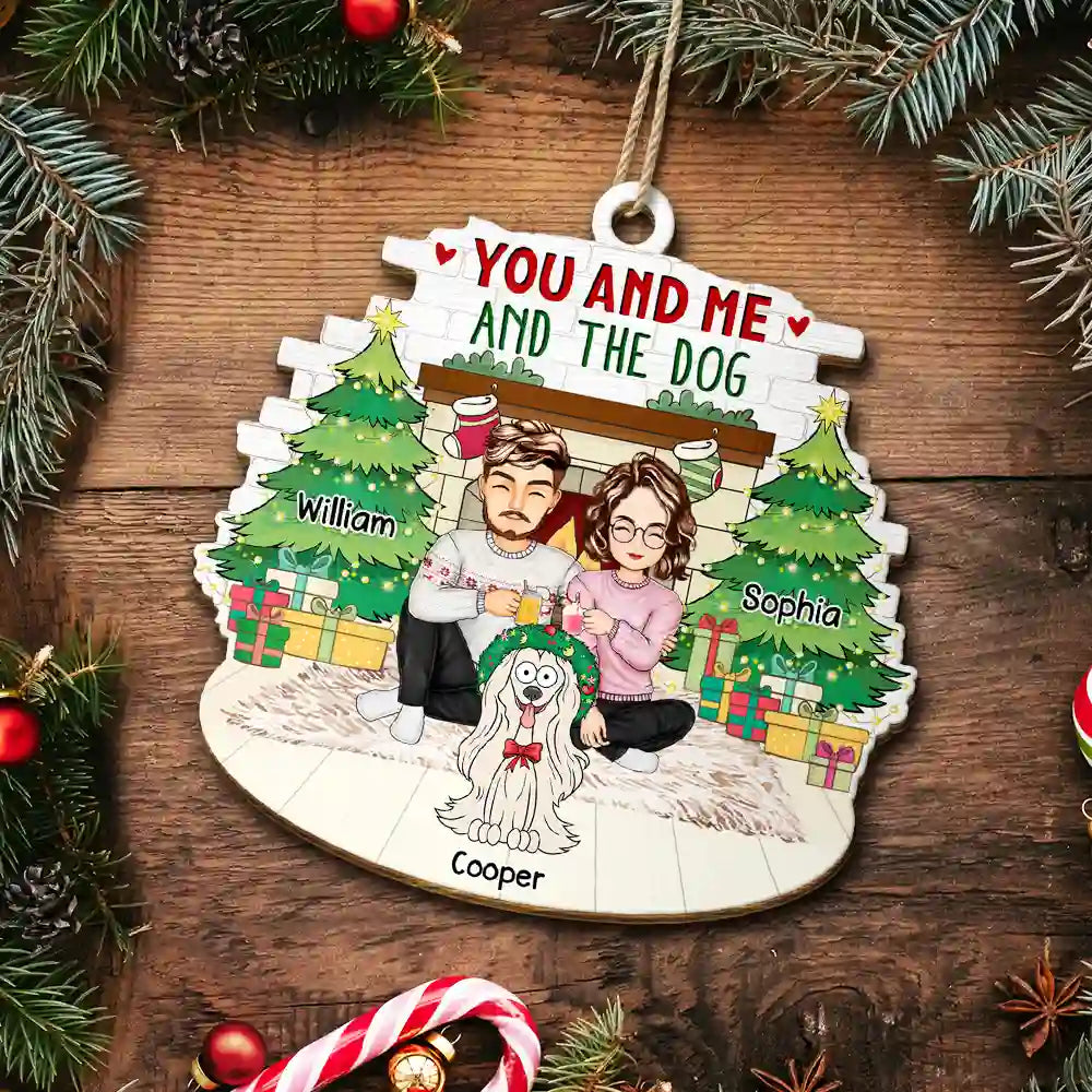 Gift For Couples,Pet Lovers,Dog Lovers,Cat Lovers - You And Me And The Fur Babies - Personalized Custom Shaped Wooden Ornament