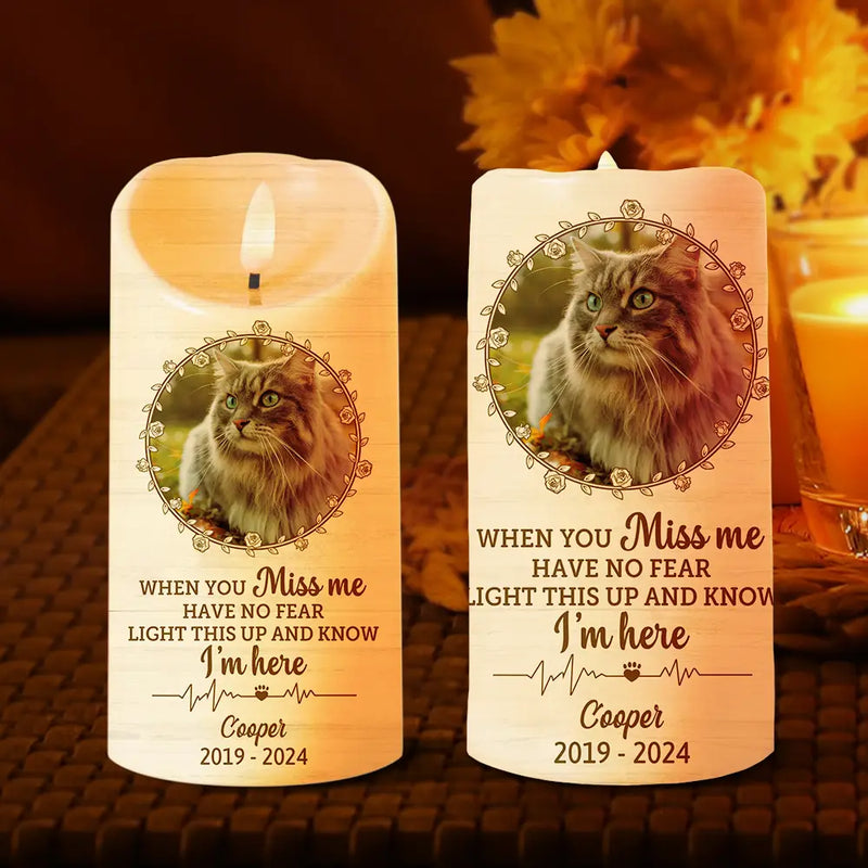 Christmas,Memorial,Sad,Family - Custom Photo Light This Up And Know I'm Here - Personalized Flameless LED Candle