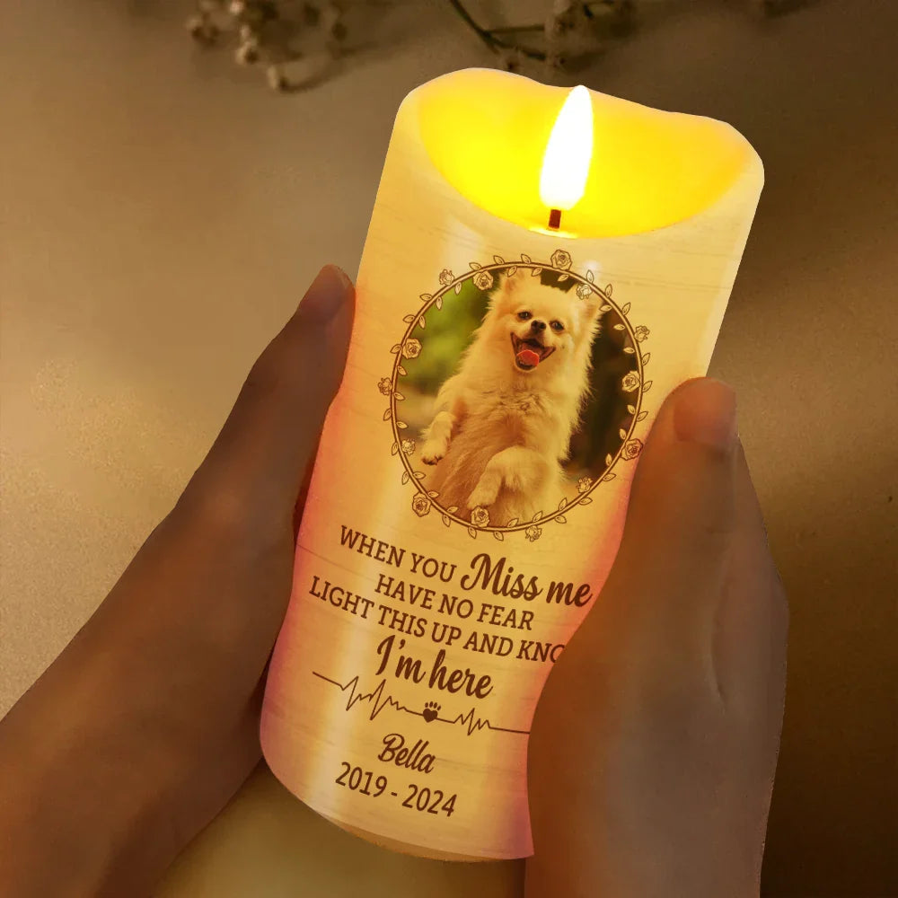 Christmas,Memorial,Sad,Family - Custom Photo Light This Up And Know I'm Here - Personalized Flameless LED Candle