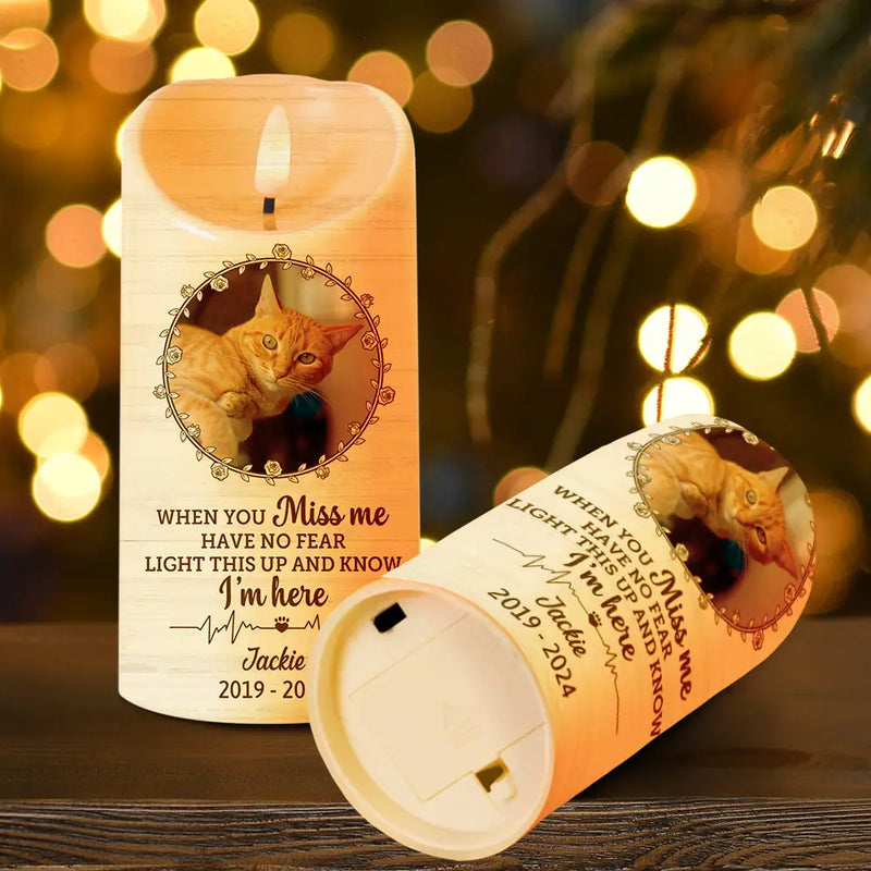 Christmas,Memorial,Sad,Family - Custom Photo Light This Up And Know I'm Here - Personalized Flameless LED Candle