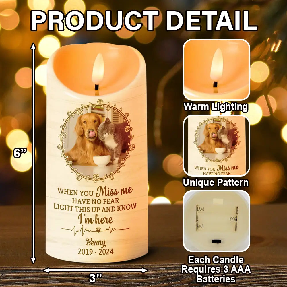Christmas,Memorial,Sad,Family - Custom Photo Light This Up And Know I'm Here - Personalized Flameless LED Candle