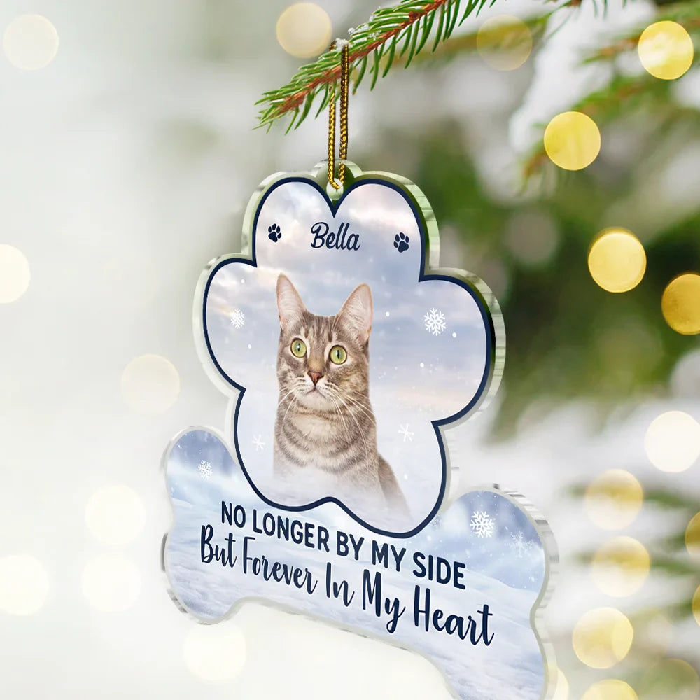 Pet Lovers,Dog Lovers,Cat Lovers - Custom Photo Forever Our Hearts Memorial - Personalized Custom Shaped Acrylic Ornament