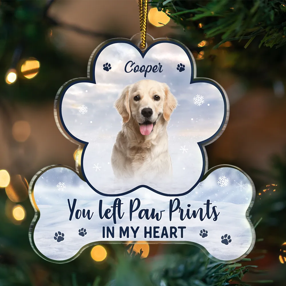 Pet Lovers,Dog Lovers,Cat Lovers - Custom Photo Forever Our Hearts Memorial - Personalized Custom Shaped Acrylic Ornament