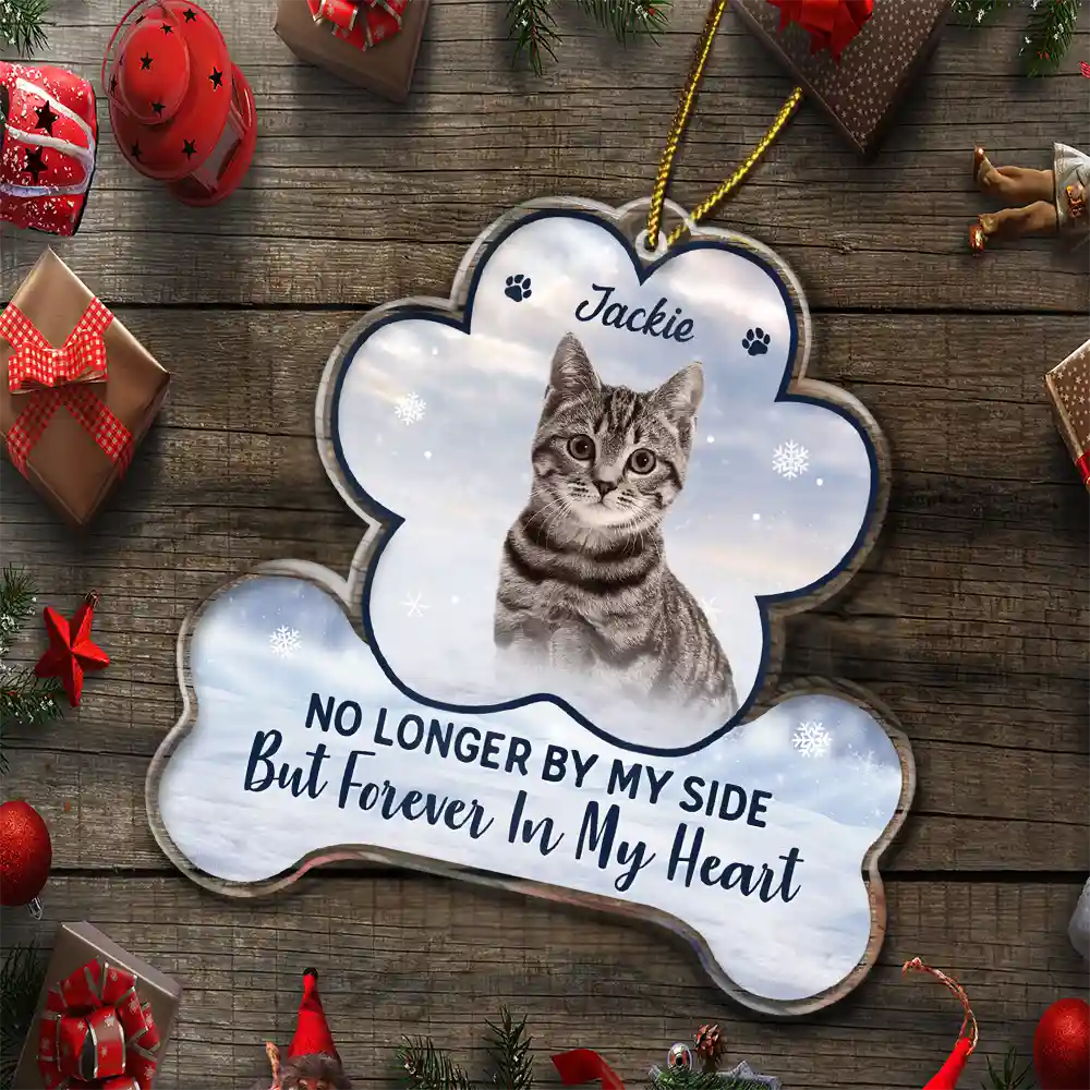 Pet Lovers,Dog Lovers,Cat Lovers - Custom Photo Forever Our Hearts Memorial - Personalized Custom Shaped Acrylic Ornament