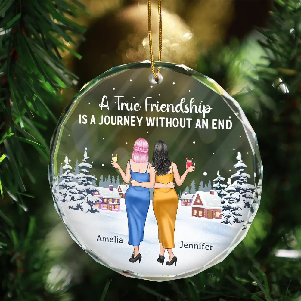 Gift For Sisters, Gift For Bestie, Gift For Sibling - God's Way Of Making Sure We Never Walk Alone - Personalized Circle Glass Ornament