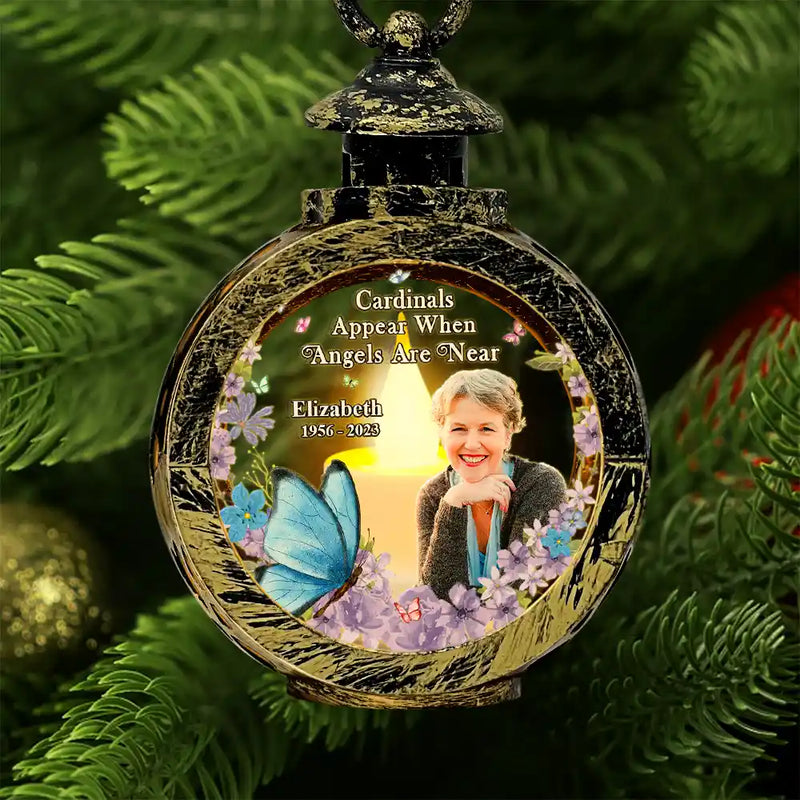 Christmas,Memorial,Family,Parents,Sad - Custom Photo Although You Cannot See Me Memorial - Personalized Candlelight Lantern Ornament
