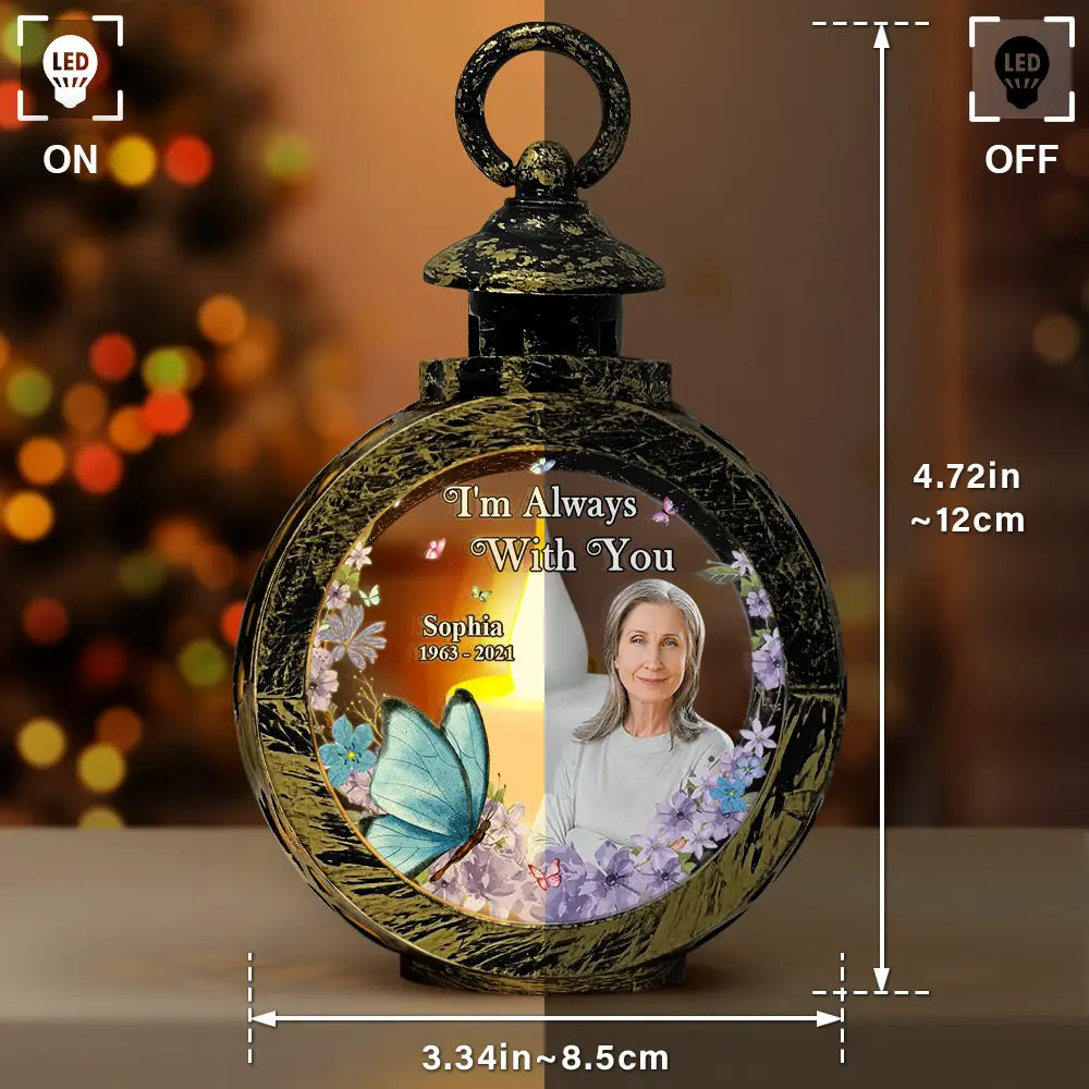 Christmas,Memorial,Family,Parents,Sad - Custom Photo Although You Cannot See Me Memorial - Personalized Candlelight Lantern Ornament
