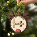 Gift For Grandma,Gift For Grandpa,Gift For Grandparents - Crossword Our Grandkids Reindeer - Personalized 2-Layered Wooden Ornament