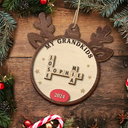 Gift For Grandma,Gift For Grandpa,Gift For Grandparents - Crossword Our Grandkids Reindeer - Personalized 2-Layered Wooden Ornament