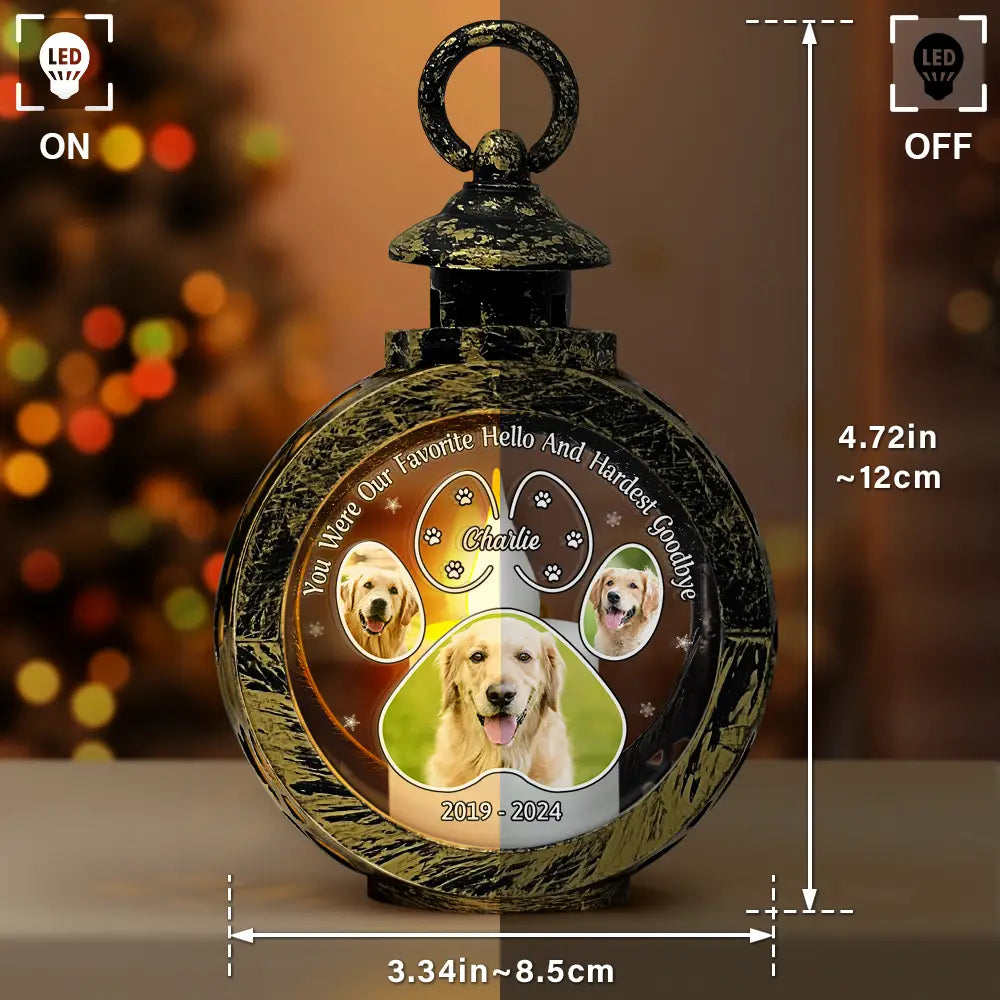 Memorial, Pet Lovers, Dog Lovers, Cat  - Custom Photo Pawprint Your Light Will Always Shine In Our Hearts - Personalized Candlelight Lantern Ornament
