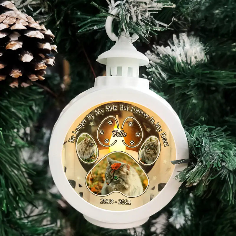 Memorial, Pet Lovers, Dog Lovers, Cat  - Custom Photo Pawprint Your Light Will Always Shine In Our Hearts - Personalized Candlelight Lantern Ornament
