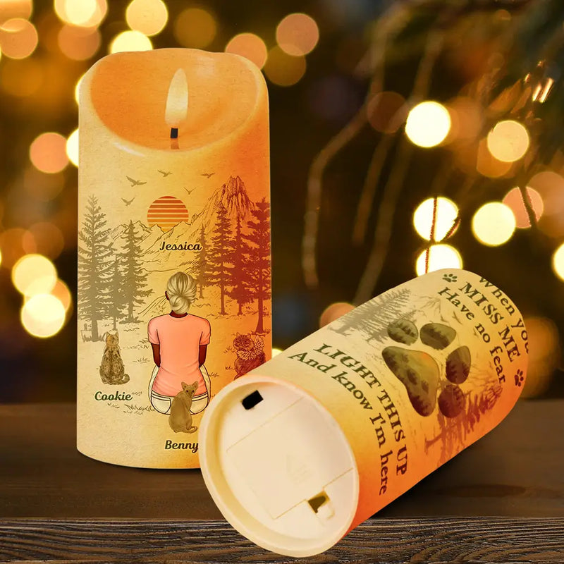 Pet Lovers, Dog Lovers, Cat Lovers - Light This Up And Know I'm Here Memorial Pet Lovers - Personalized Flameless LED Candle