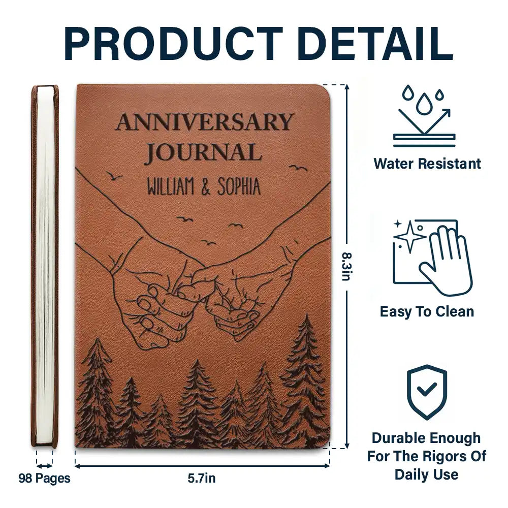 Gift For Couples, Gift For Husband, Gift For Wife, Gift For Girlfriend, Gift For Boyfriend - Anniversary Journal - Personalized Leather Journal