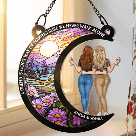 A Friend Is God's Way - Personalized Window Hanging Suncatcher Ornament