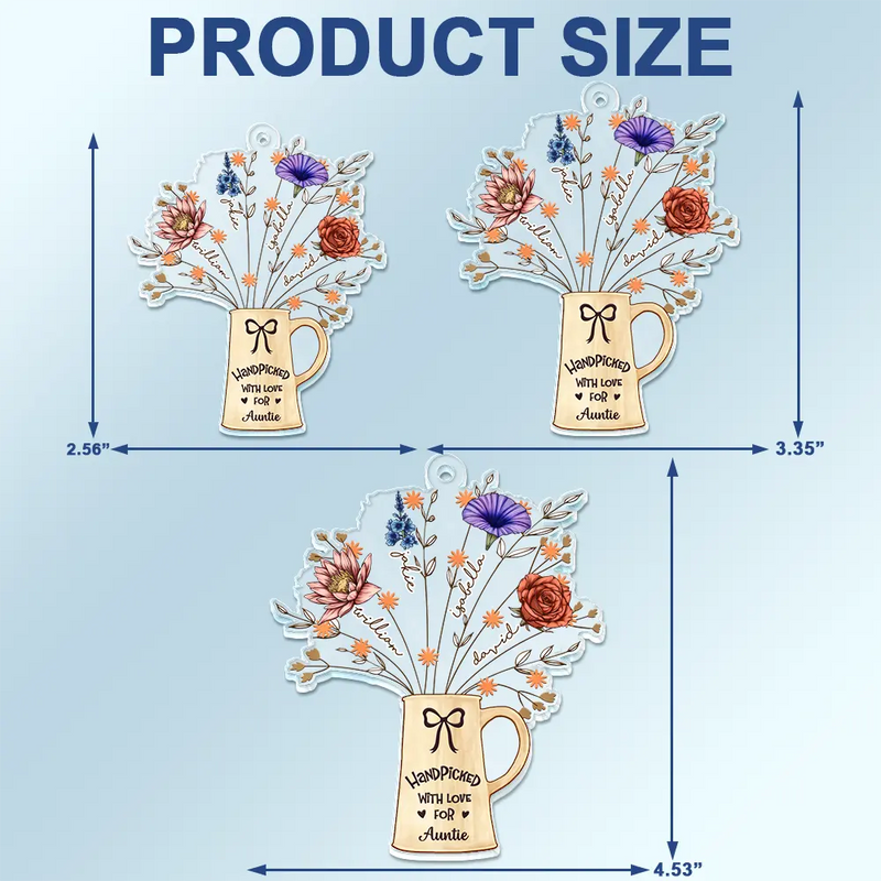 Gift For Mother, Gift For Grandma - Birth Flowers Handpicked With Love For Mom Mama Nana - Personalized Acrylic Car Hanger