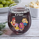 Gift For Bestie,Happy - Bestie Partners In Crime - Personalized Stemless Wine Glass
