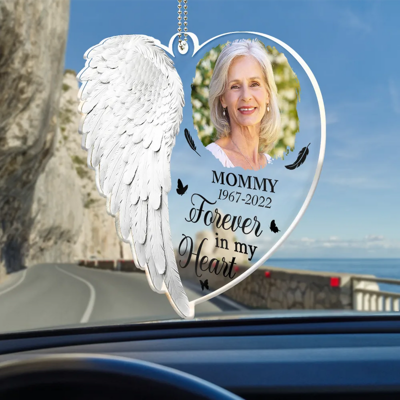Family, Memorial - Custom Photo Although You Cannot See Me I'm Always With You - Personalized Acrylic Car Hanger
