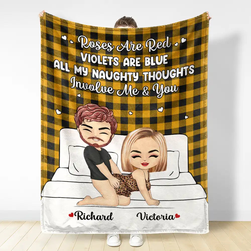 Gift For Couples, Gift For Boyfriend, Gift For Husband, Gift For Wife, Gift For Girlfriend - Roses Are Red The Morning Is Foggy - Personalized Fleece Blanket, Sherpa Blanket
