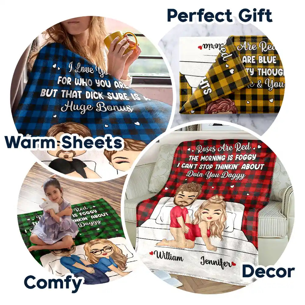 Gift For Couples, Gift For Boyfriend, Gift For Husband, Gift For Wife, Gift For Girlfriend - Roses Are Red The Morning Is Foggy - Personalized Fleece Blanket, Sherpa Blanket
