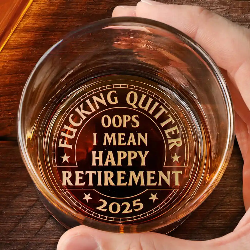 Retirement, Gift For Grandparents, Parents, Gift For Yourself, Gift For Men, Gift For Women, Gifts For Colleagues - Oops I Mean Happy Retirement - Personalized Engraved Whiskey Glass
