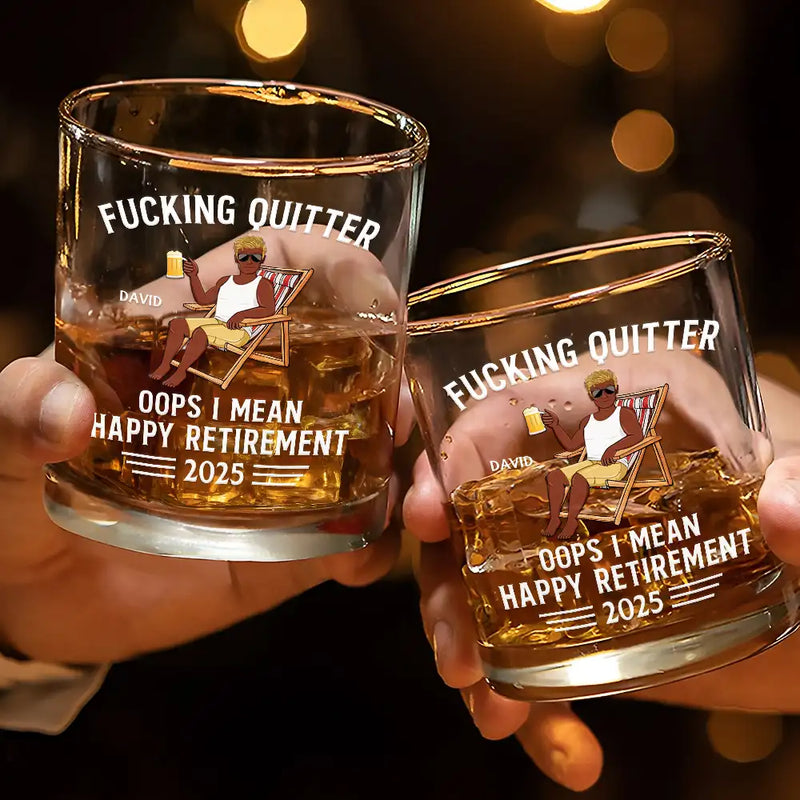 Retirement, Gift For Grandparents, Parents, Gift For Yourself, Gift For Men, Gift For Women, Gifts For Colleagues - Oops I Mean Happy Retirement - Personalized Whiskey Glass