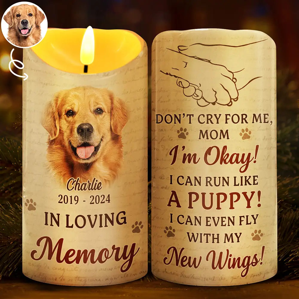 Custom Photo Don't Cry For Me I'm Okay - Personalized Flameless LED Candle