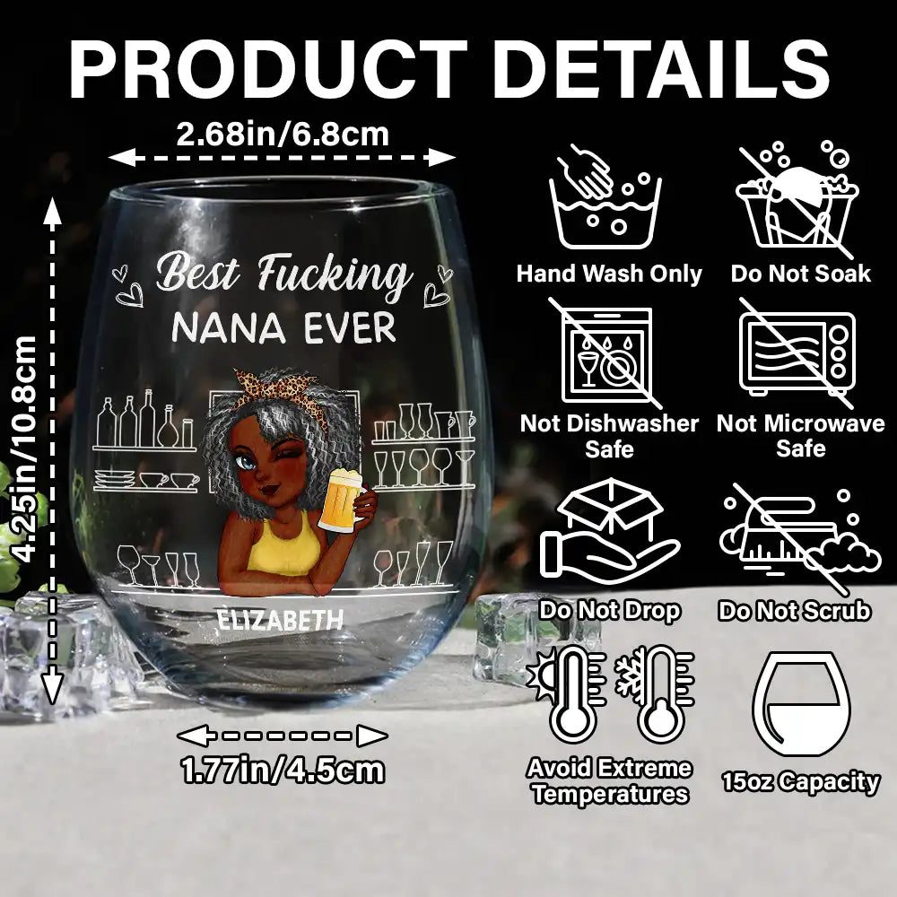 Gift For Mother - Best Mom Ever - Personalized Stemless Wine Glass