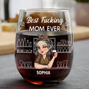 Gift For Mother - Best Mom Ever - Personalized Stemless Wine Glass