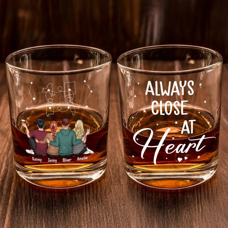 Gift For Brothers, Gift For Bestie - Never Too Far To Drink Together Long Distance - Personalized Whiskey Glass