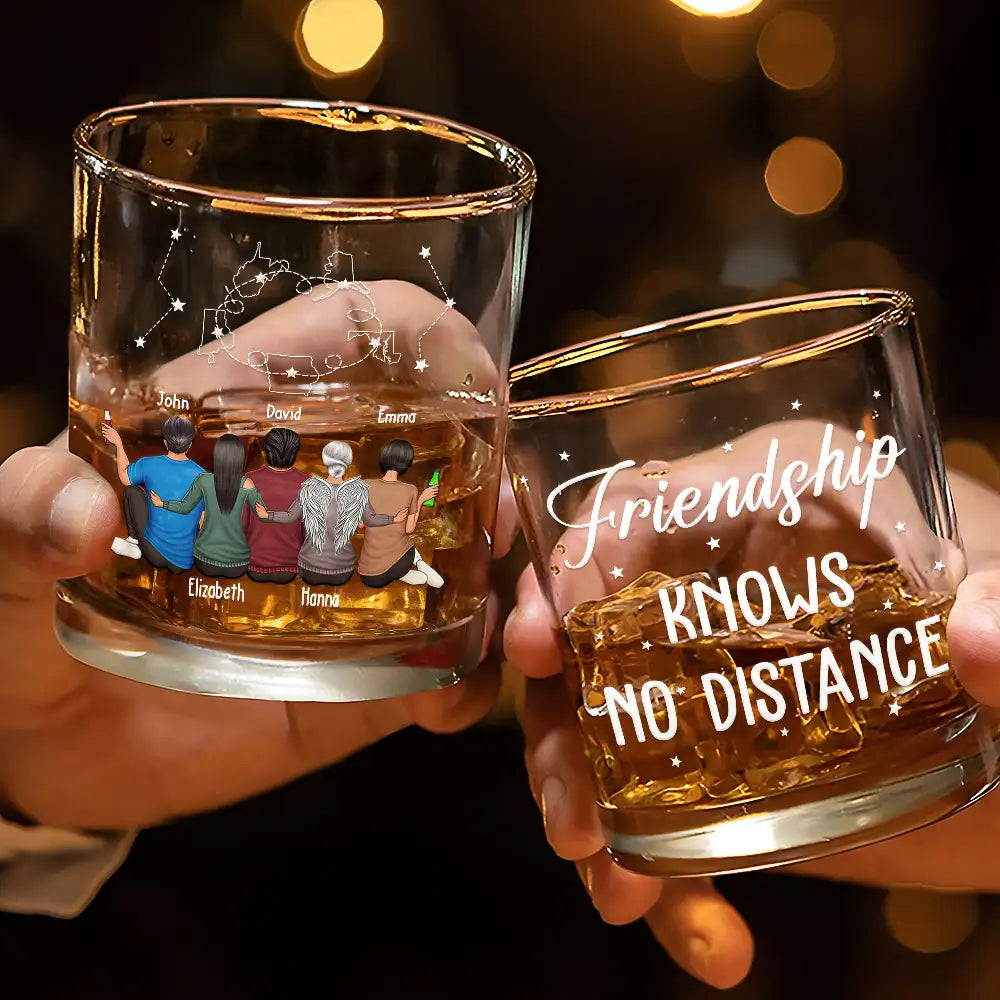 Gift For Brothers, Gift For Bestie - Never Too Far To Drink Together Long Distance - Personalized Whiskey Glass