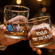 Gift For Brothers, Gift For Bestie - Never Too Far To Drink Together Long Distance - Personalized Whiskey Glass