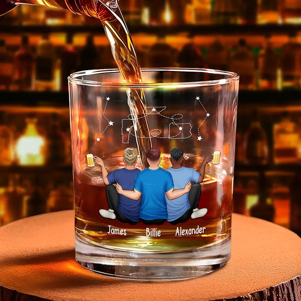 Gift For Brothers, Gift For Bestie - Never Too Far To Drink Together Long Distance - Personalized Whiskey Glass