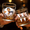 Gift For Yourself, Gift For Men - Custom Photo Vintage Monogram - Personalized Whiskey Glass