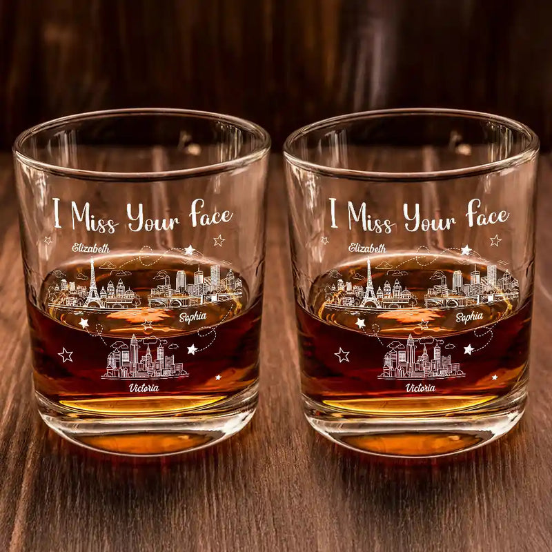 Family,Gift For Brothers,Gift For Bestie,Gift For Sisters,Happy,Gift For Sibling - Long Distance Never Too Far To Drink Together - Personalized Whiskey Glass
