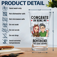 Gift For Husband, Gift For Boyfriend - Congrats On Being My Husband - Personalized Beer Glass

