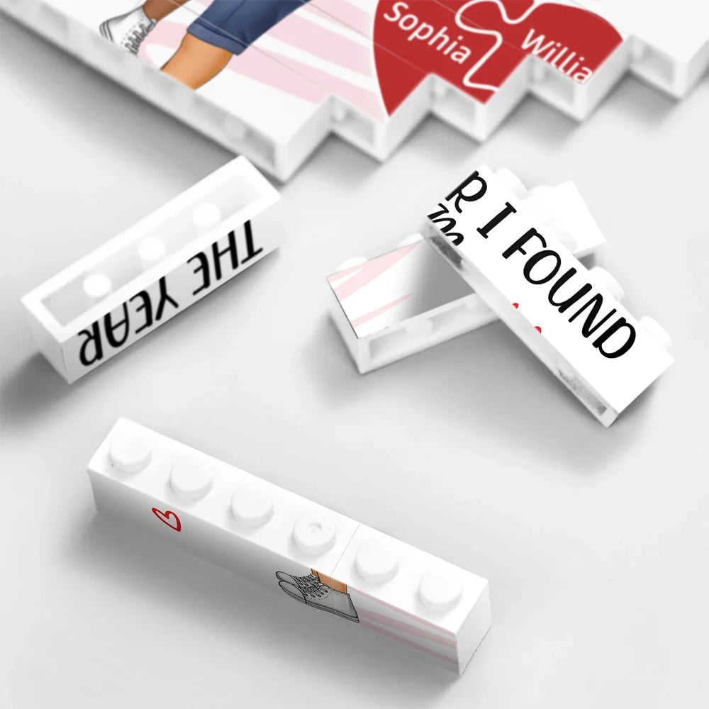 Gift For Couples, Gift For Husband, Gift For Wife, Gift For Boyfriend, Gift For Girlfriend - The Year I Found My Missing Piece - Personalized Vertical Rectangle Building Brick Blocks