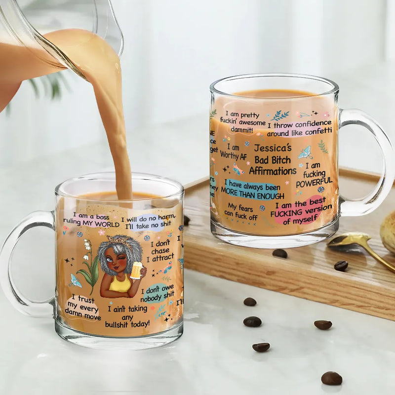 Gift For Yourself, Gift For Women - Girl's Affirmations Daily Reminder - Personalized Glass Mug
