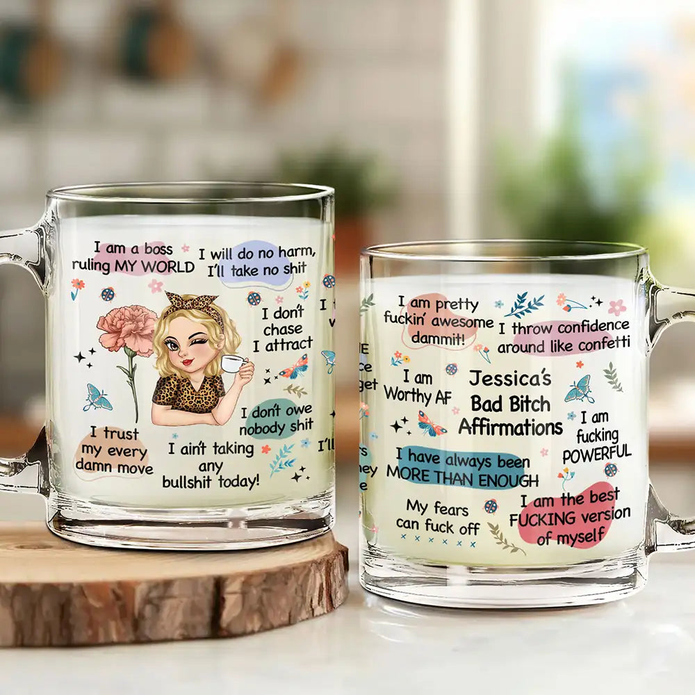 Gift For Yourself, Gift For Women - Girl's Affirmations Daily Reminder - Personalized Glass Mug

