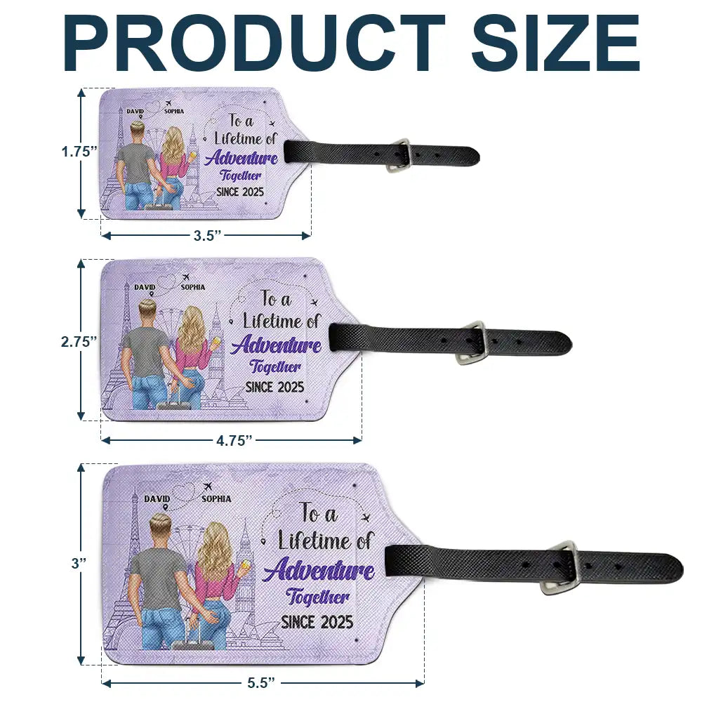 Travel, Gift For Couples, Gift For Husband, Gift For Wife, Gift For Boyfriend, Gift For Girlfriend - To A Lifetime Of Adventure Together - Personalized Luggage Tag
